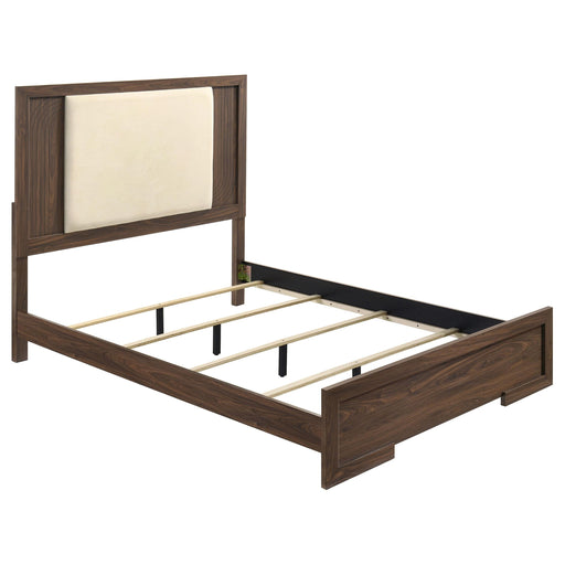 Etienne Queen Velvet Upholstered Panel Bed Walnut - 225121Q