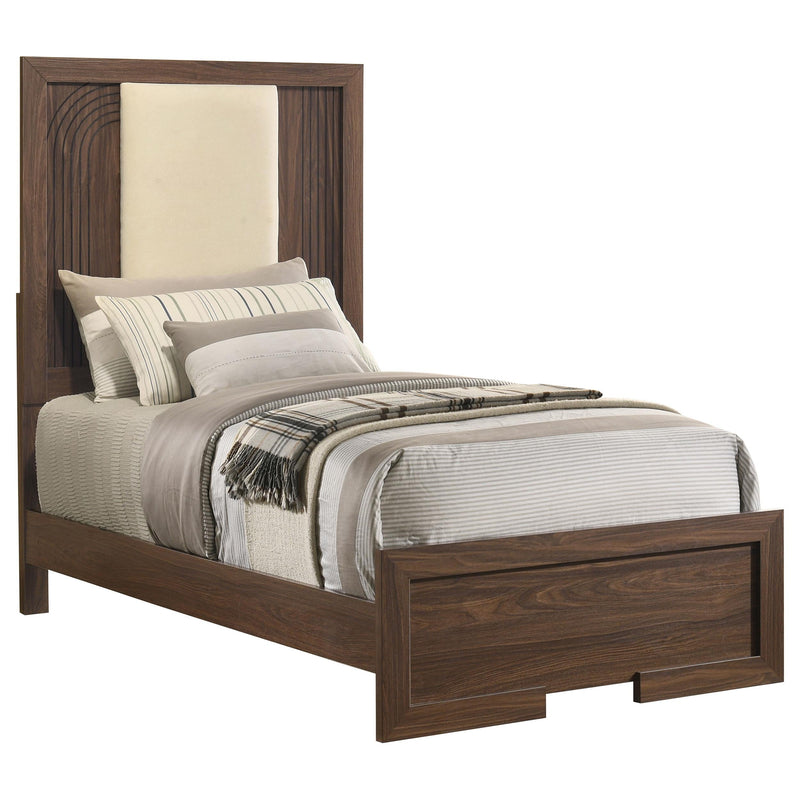 Etienne Twin Velvet Upholstered Panel Bed Walnut - 225121T