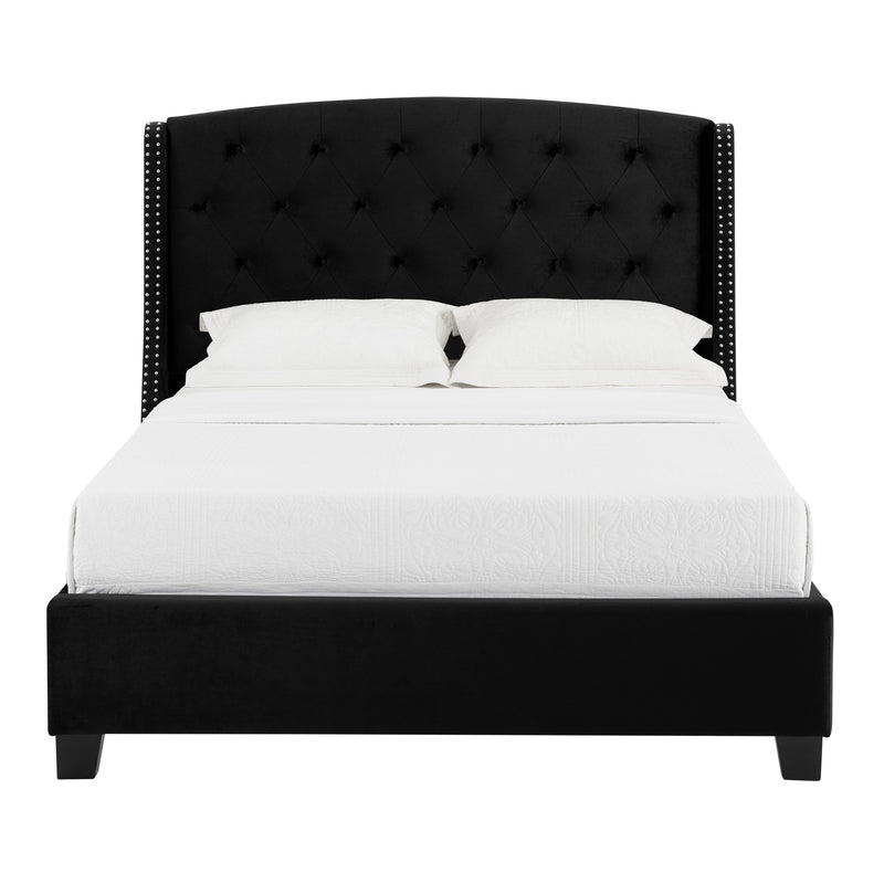 Eva Black Velvet King Upholstered Bed - Lara FurnitureKing Bed