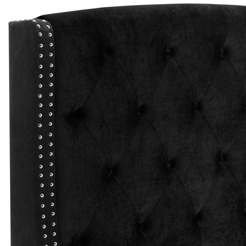 Eva Black Velvet King Upholstered Bed - Lara FurnitureKing Bed