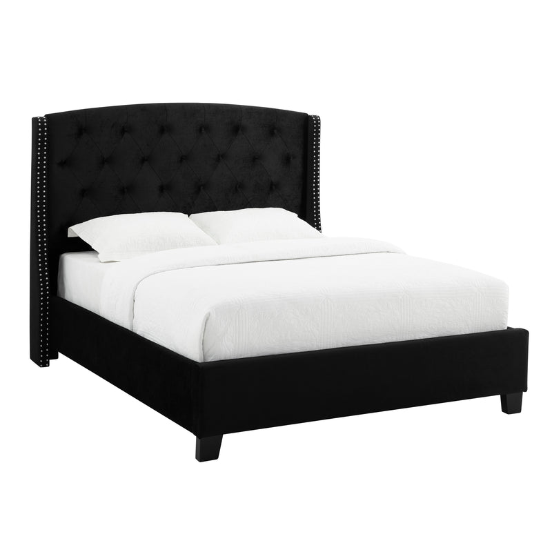 Eva Black Velvet King Upholstered Bed - Lara FurnitureKing Bed