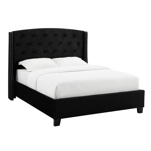 Eva Black Velvet King Upholstered Bed - Lara FurnitureKing Bed