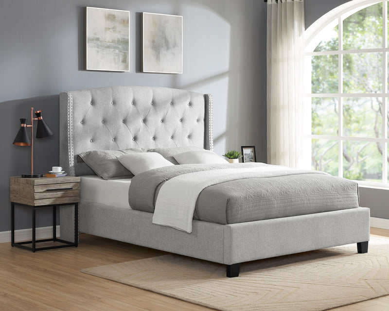 Eva Dove Gray King Upholstered Bed - Lara FurnitureKing Bed