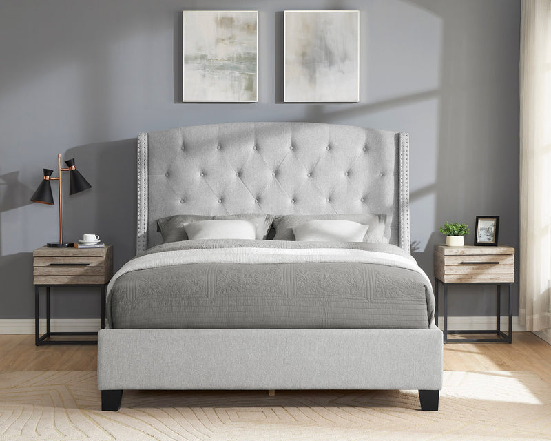 Eva Dove Gray Queen Upholstered Bed - Lara FurnitureQueen Bed