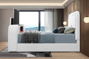 Evalyn Queen Bed W/ TV Stand & Fireplace (White) - B846-Queen