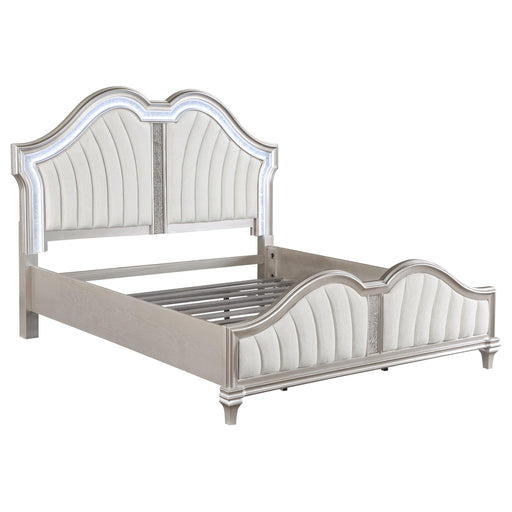 Evangeline Wood Eastern King LED Panel Bed Silver Oak - 223391KE