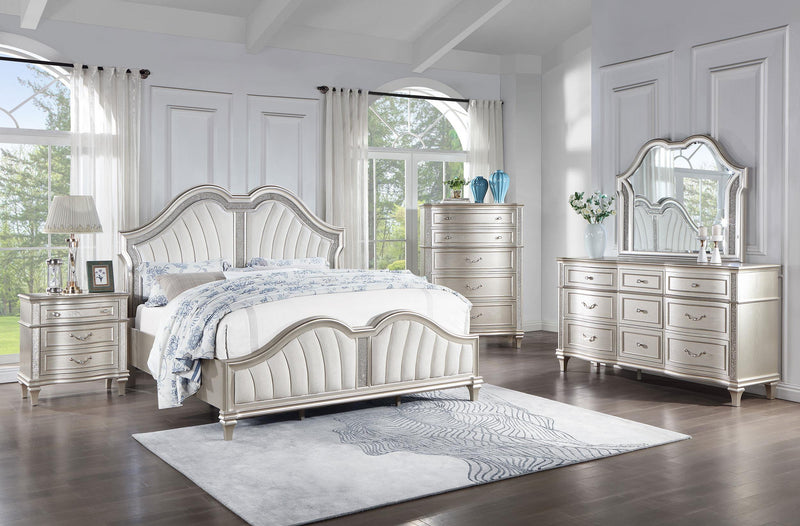 Evangeline Wood Queen LED Panel Bed Silver Oak - 223391Q