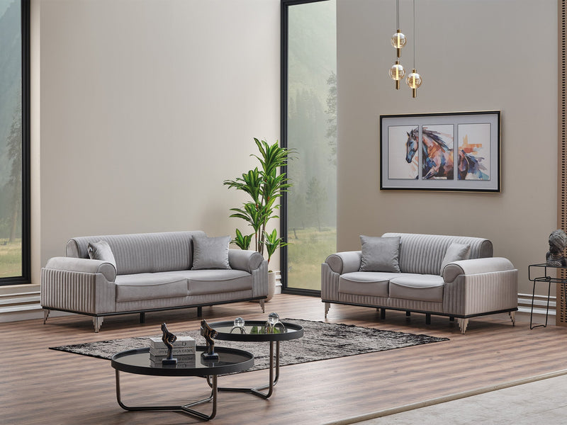 Everest 3-pieces (Sofa & Loveseat & Chair) Livingroom Set Light Grey in Light Grey - 101-EVE-LUP18-321