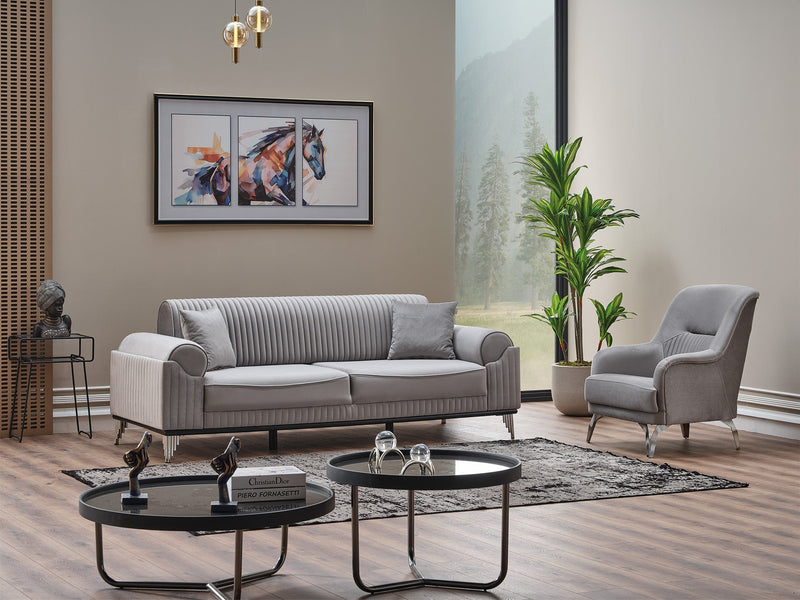Everest 3-pieces (Sofa & Loveseat & Chair) Livingroom Set Light Grey in Light Grey - 101-EVE-LUP18-321