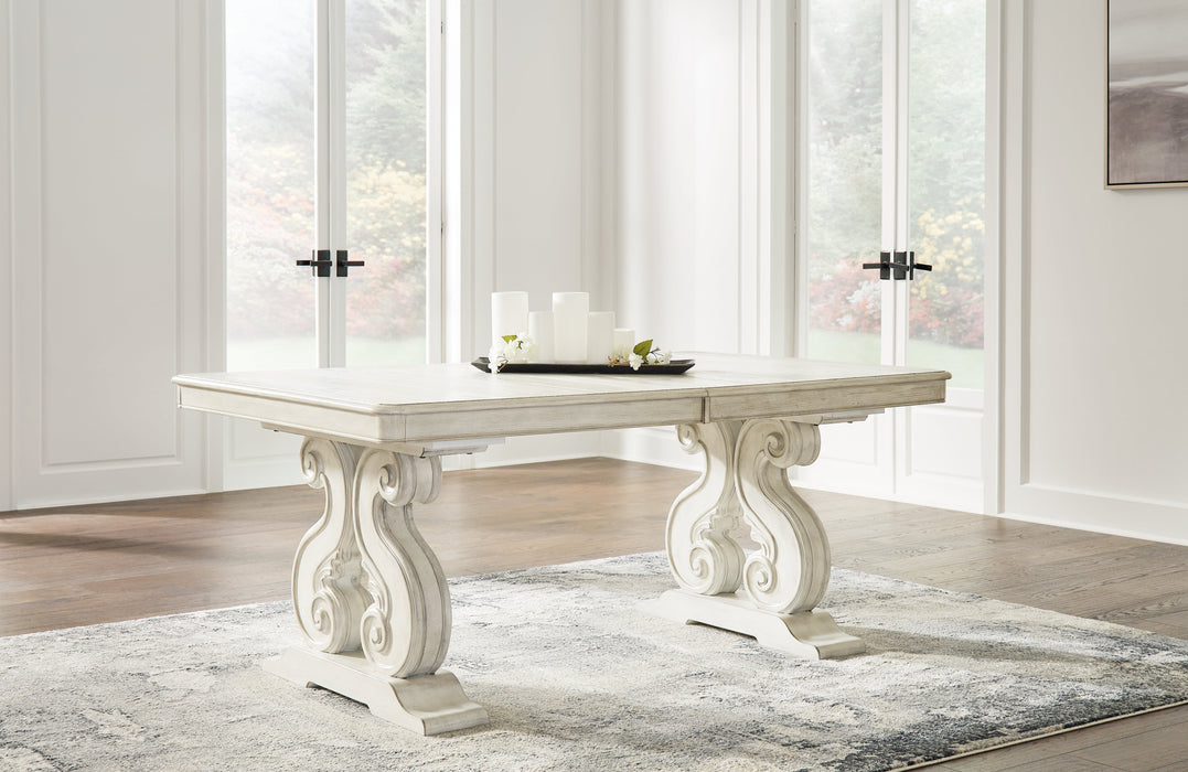 [EXCLUSIVE] Arlendyne Antique White Dining Table and 4 Chairs with Server - Gate FurnitureDining Room Set
