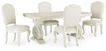[EXCLUSIVE] Arlendyne Antique White Dining Table and 4 Chairs with Server - Gate FurnitureDining Room Set