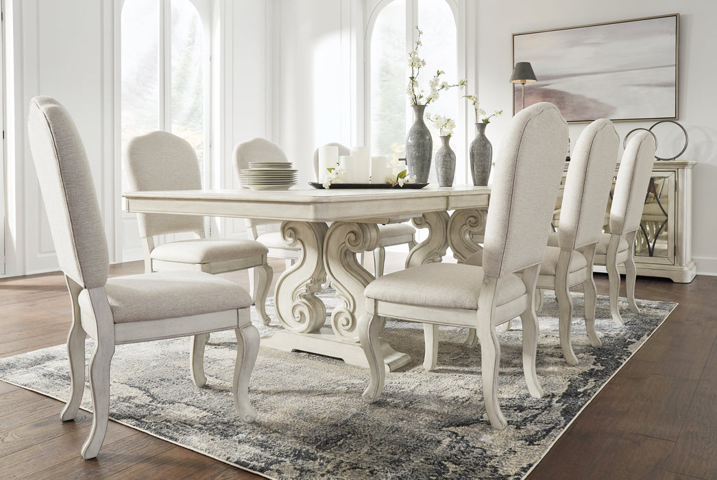 [EXCLUSIVE] Arlendyne Antique White Dining Table and 8 Chairs with Server - Gate FurnitureDining Room Set