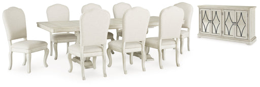 [EXCLUSIVE] Arlendyne Antique White Dining Table and 8 Chairs with Server - Gate FurnitureDining Room Set