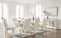 [EXCLUSIVE] Arlendyne Antique White Dining Table and 8 Chairs with Server - Gate FurnitureDining Room Set