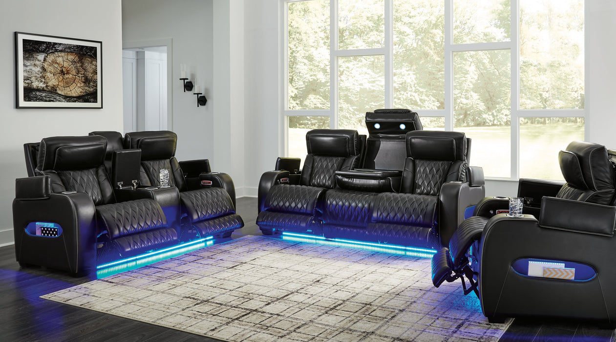 [EXCLUSIVE] Boyington Sofa, Loveseat and Recliner in Black - Gate FurniturePower Reclining Living Room Set