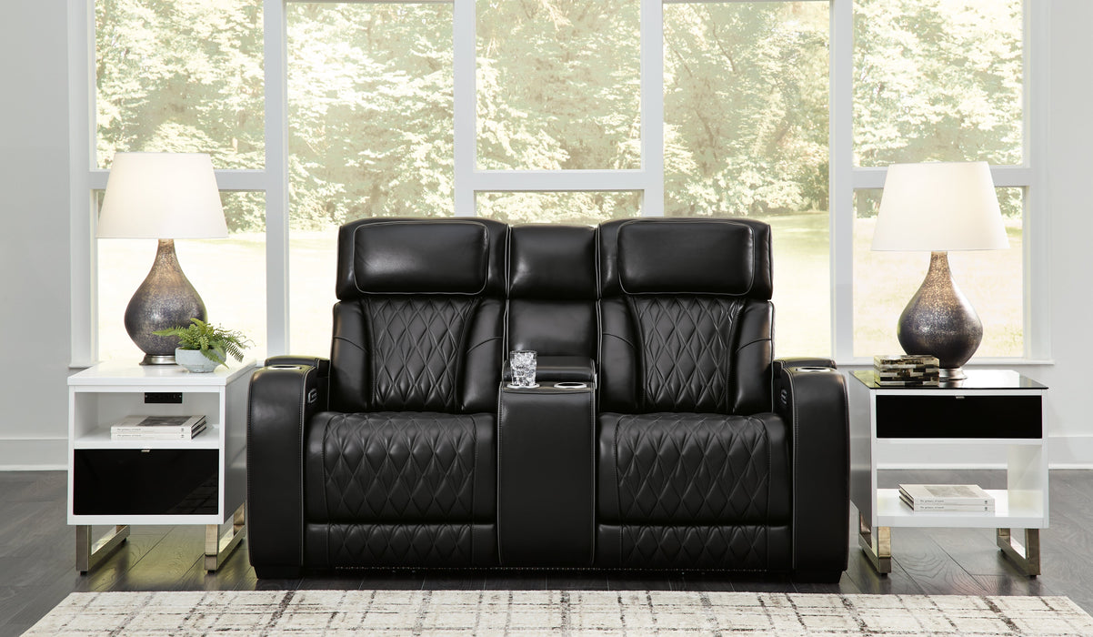 [EXCLUSIVE] Boyington Sofa, Loveseat and Recliner in Black - Gate FurniturePower Reclining Living Room Set