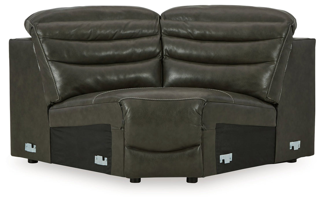 [EXCLUSIVE] Center Line 5 - Piece Sectional with Recliner in Dark Gray - Gate FurnitureReclining Loveseats