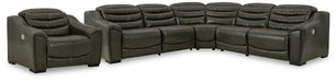 [EXCLUSIVE] Center Line 5 - Piece Sectional with Recliner in Dark Gray - Gate FurnitureReclining Loveseats