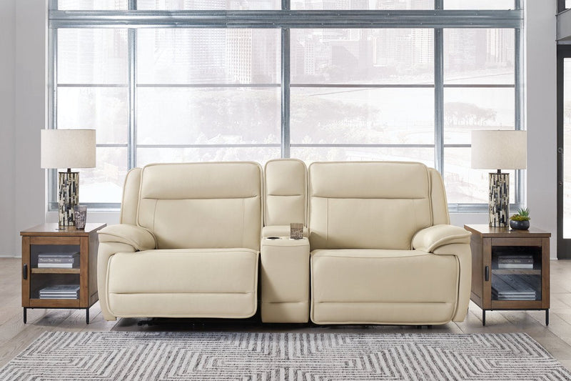 [EXCLUSIVE] Double Deal Almond 2 - Piece Power Reclining Loveseat Sectional with Console - Lara FurniturePower Reclining Loveseat
