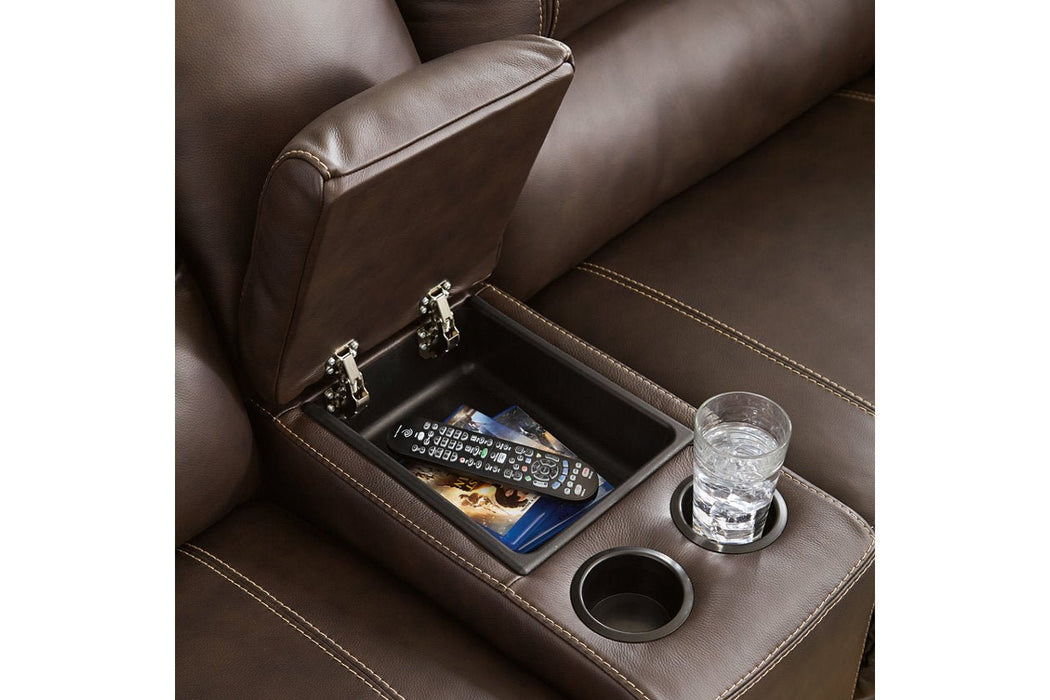 [EXCLUSIVE] Dunleith Chocolate 3 - Piece Power Reclining Loveseat with Console - Gate FurniturePower Reclining Loveseat