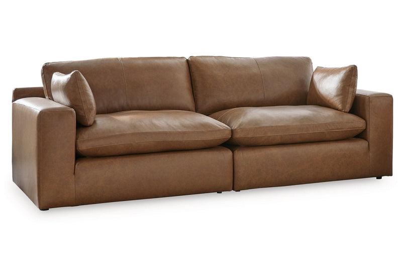 [EXCLUSIVE] Emilia Caramel Leather 2 - Piece Loveseat - Lara FurnitureLoveseat