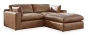 [EXCLUSIVE] Emilia Caramel Leather 3 - Piece Modular Sectional with Ottoman - Lara FurnitureSectional