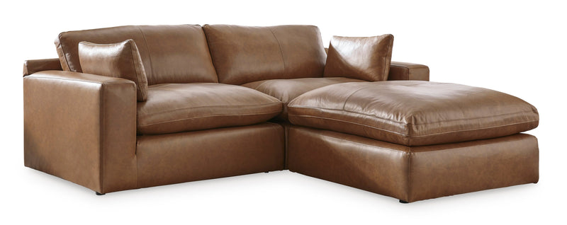 [EXCLUSIVE] Emilia Caramel Leather 3 - Piece Modular Sectional with Ottoman - Lara FurnitureSectional