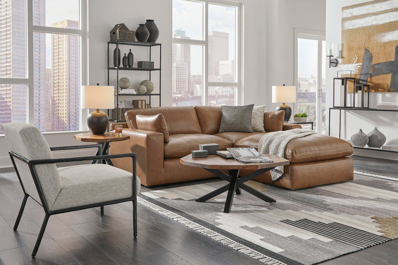[EXCLUSIVE] Emilia Caramel Leather 3 - Piece Modular Sectional with Ottoman - Lara FurnitureSectional