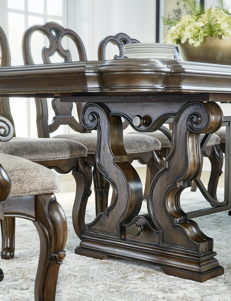 [EXCLUSIVE] Maylee Dark Brown Dining Table and 8 Chairs - Lara FurnitureDining Room Set