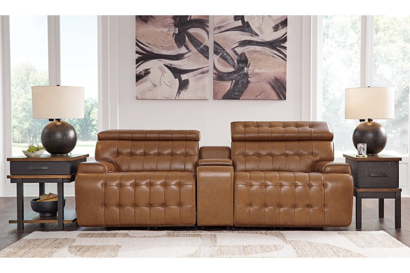 [EXCLUSIVE] Temmpton Chocolate 3 - Piece Power Reclining Sectional Loveseat with Console - Lara FurniturePower Reclining Loveseat