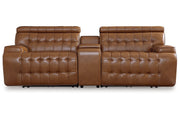 [EXCLUSIVE] Temmpton Chocolate 3 - Piece Power Reclining Sectional Loveseat with Console - Lara FurniturePower Reclining Loveseat