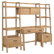 Fabian 4-piece Computer Desk and Bookshelf Set Distressed Light Brown - 802041-SET