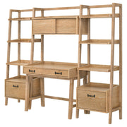 Fabian 4-piece Computer Desk and Bookshelf Set Distressed Light Brown - 802041-SET