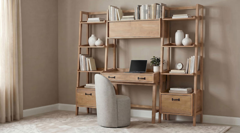 Fabian Bookshelf Bridge with Cubbies Distressed Light Brown - 802044