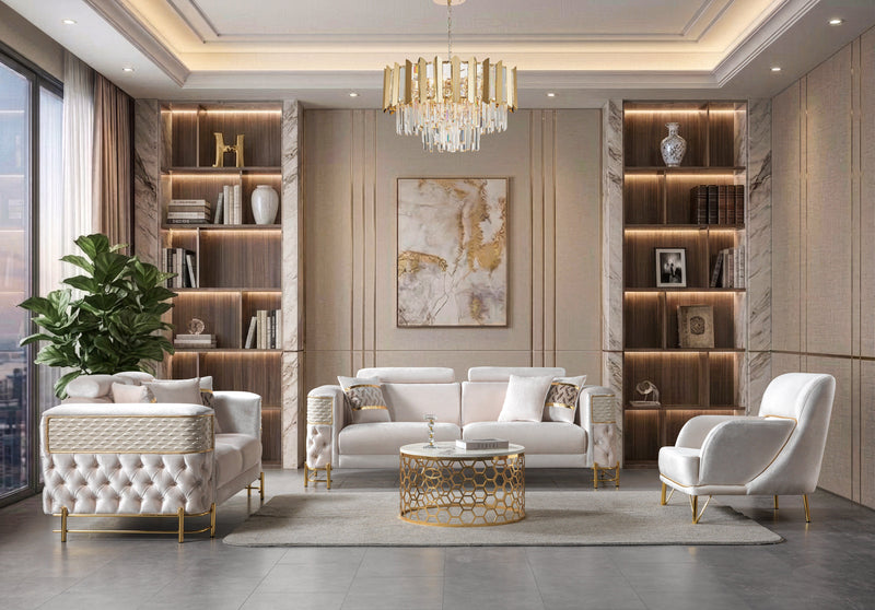 Fabiana Ivory Velvet Loveseat - FABIANAIV-L