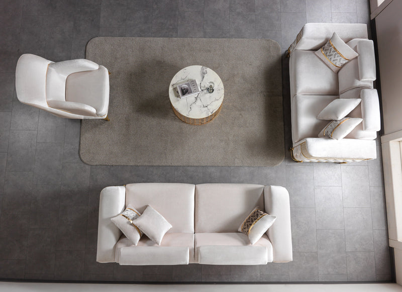 Fabiana Ivory Velvet Sofa - FABIANAIV-S