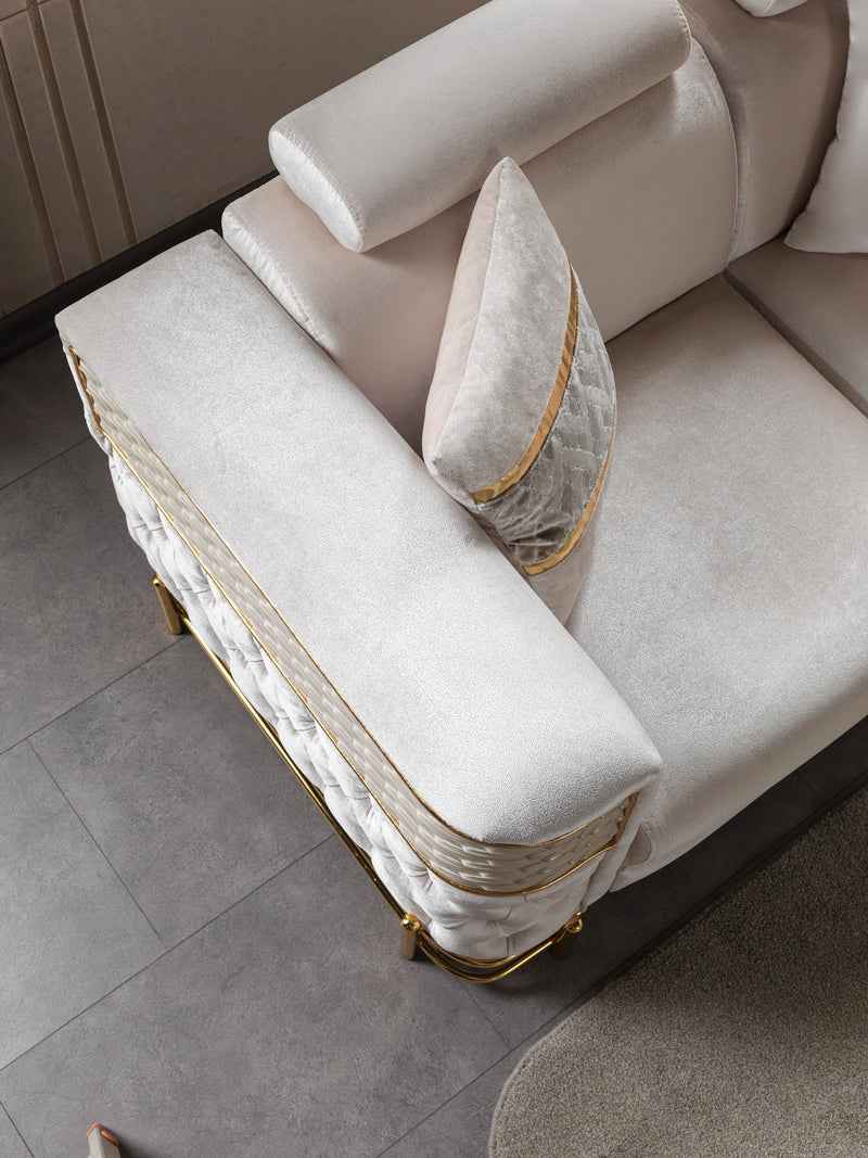 Fabiana Ivory Velvet Sofa - FABIANAIV-S