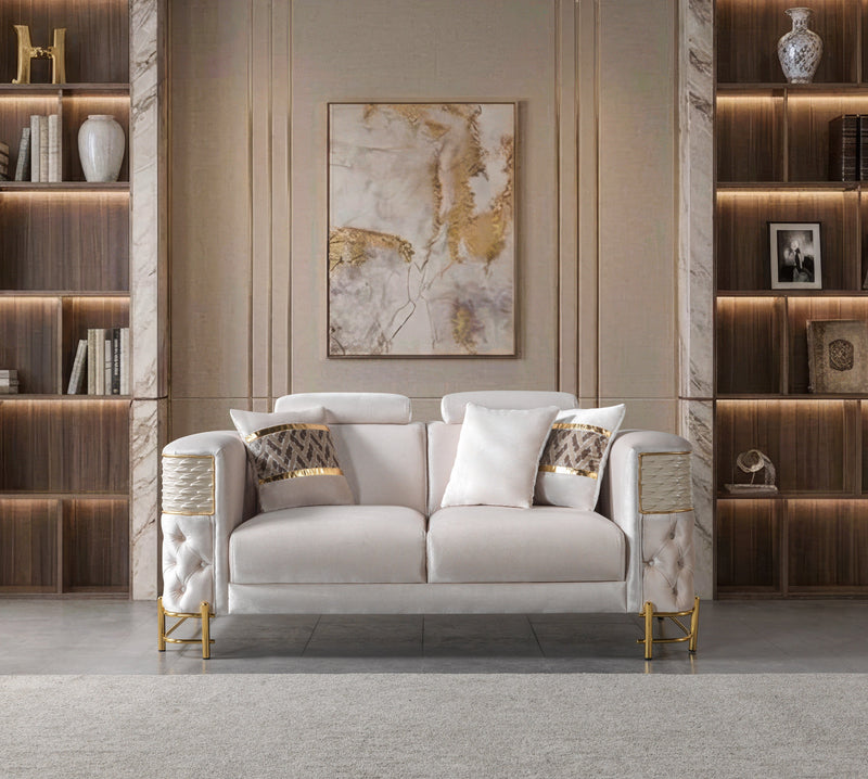 Fabiana Ivory Velvet Sofa & Loveseat - FABIANAIV-SL