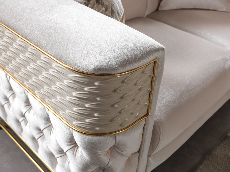 Fabiana Ivory Velvet Sofa & Loveseat - FABIANAIV-SL