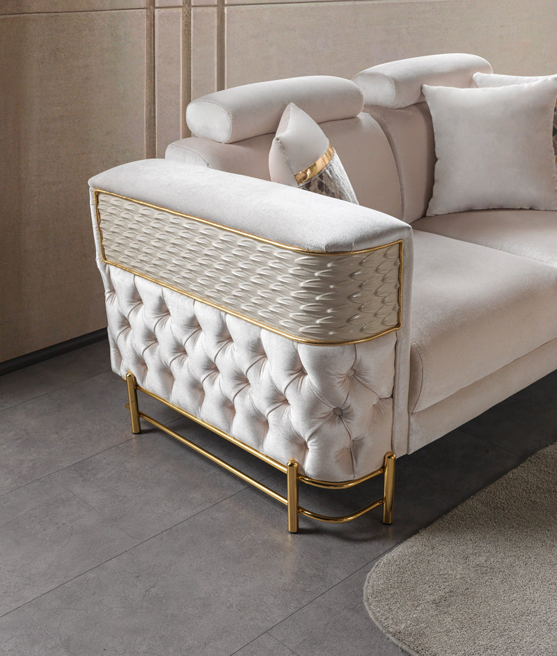 Fabiana Ivory Velvet Sofa & Loveseat - FABIANAIV-SL