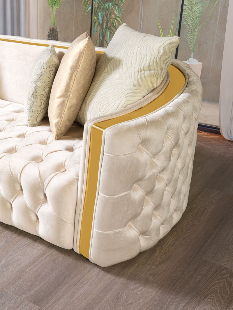 Fanci Ivory Velvet Sofa & Loveseat - FANCIIVORY-SL