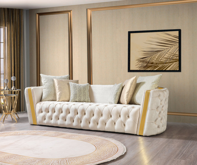 Fanci Ivory Velvet Sofa & Loveseat - FANCIIVORY-SL