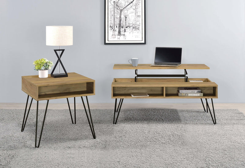 Fanning Engineered Wood Side End Table Golden Oak - 723367