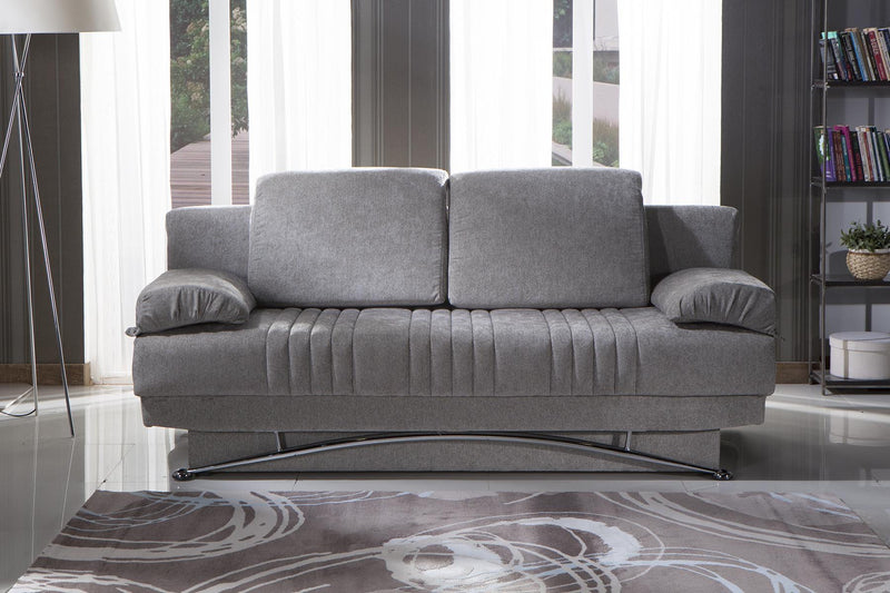 Fantasy 3 Seat Sleeper (Valencia Grey Plain Fabric) 1 Piece - Lara FurnitureSleeper Sofa