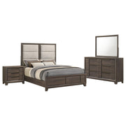 Farre 4-piece Eastern King Upholstered Bedroom Set Dark Brown / Beige - 225321KE-S4