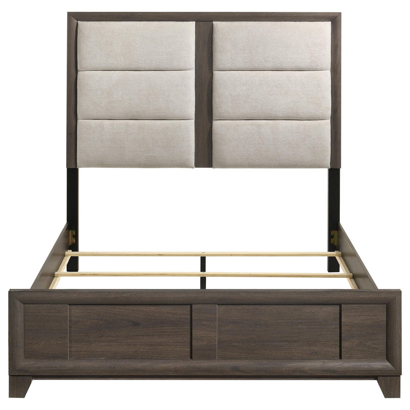 Farre 5-piece Queen Upholstered Bedroom Set Dark Brown / Beige - 225321Q-S5