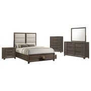 Farre 5-piece Queen Upholstered Storage Bedroom Set Dark Brown / Beige - 225320Q-S5
