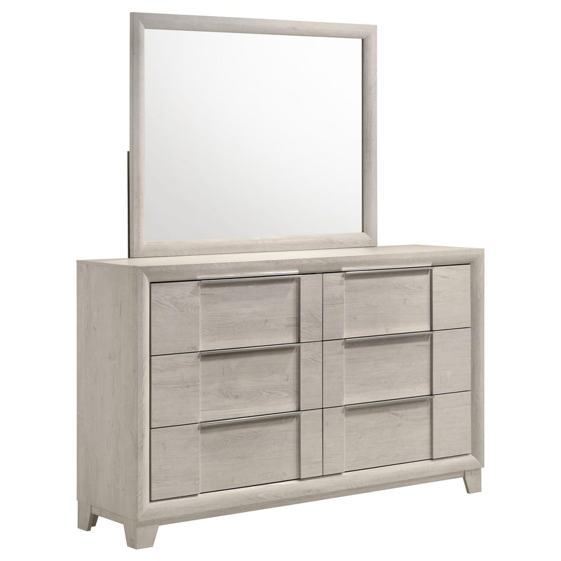 Farre 6-drawer Dresser with Mirror Washed Grey - 225113M