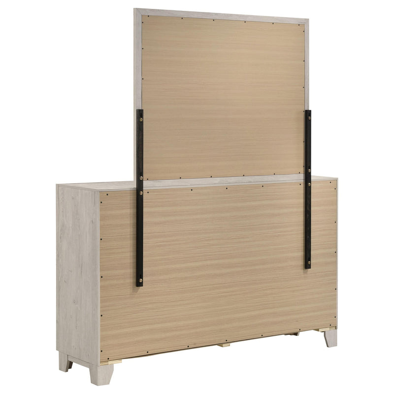 Farre 6-drawer Dresser with Mirror Washed Grey - 225113M