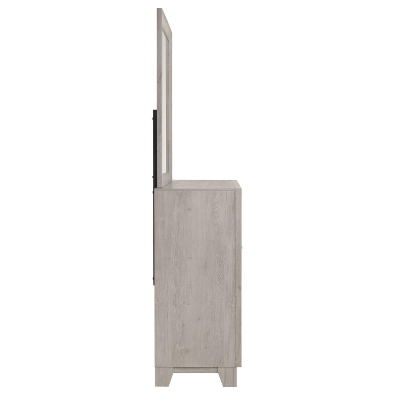 Farre 6-drawer Dresser with Mirror Washed Grey - 225113M